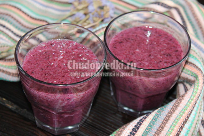 Смузи с бананом и черникой. Пошаговый фото рецепт